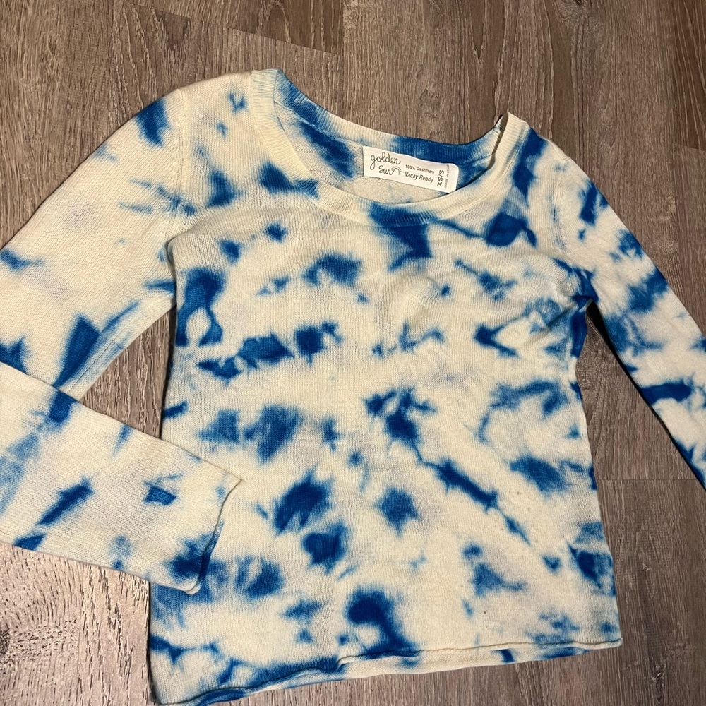 Golden sun cashmere happy fun sweater winter soft XS S $260 - Picture 5 of 5